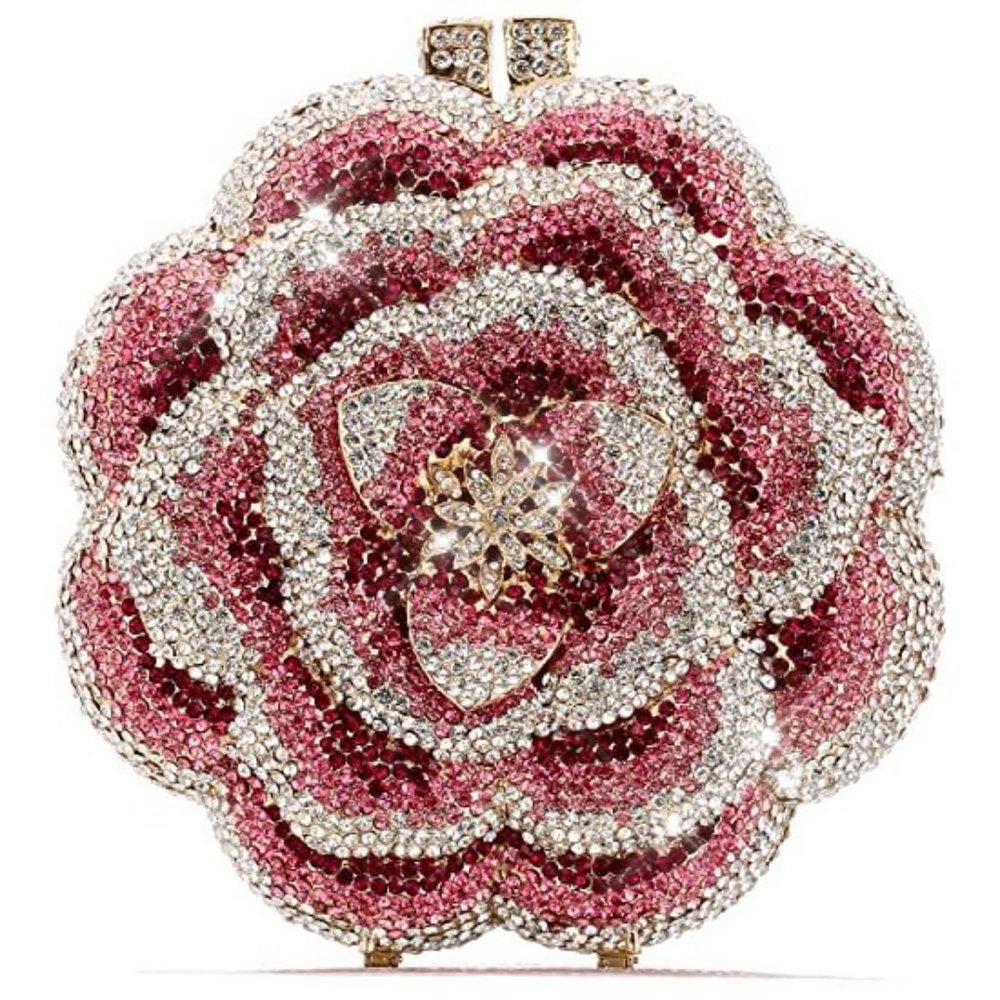 NEW Sparkling Bling Crystal Rhinestone Flower Clutch Purse: Pink + FREE …